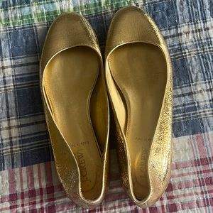 J Crew Jcrew gold leather shoes loafers slip ons flats sz 9 size 9